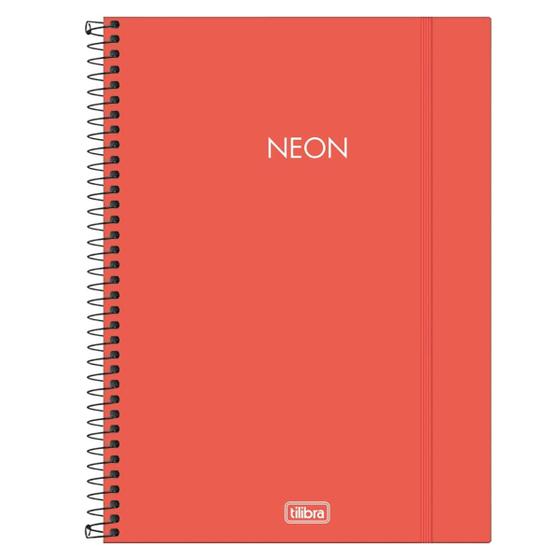 Imagem de Caderno Espiral Universitario Tilibra Neon Coral 1 Materia 80 folhas 