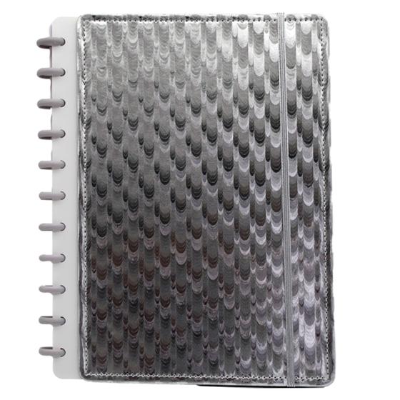 Imagem de Caderno Grande com 11 Discos Metalizado Capa Dura com Divisória Elástico Luxo Premium