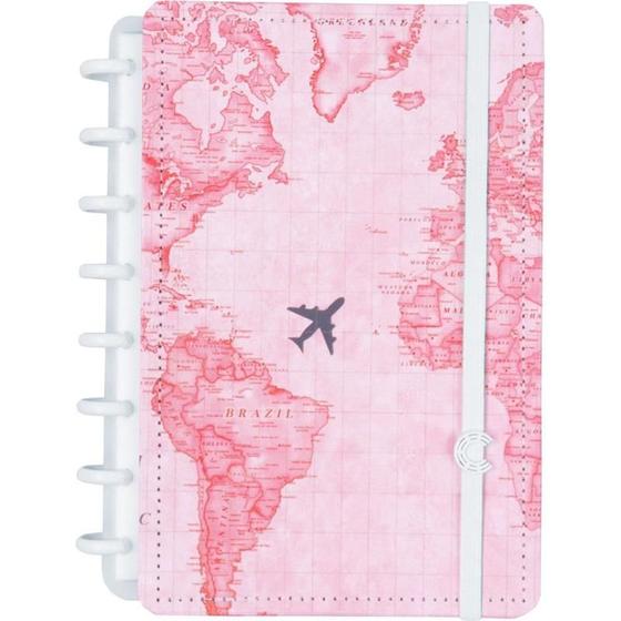 Imagem de Caderno Inteligente By Gocase Mapa Mundi Rosa 80 Folhas A5