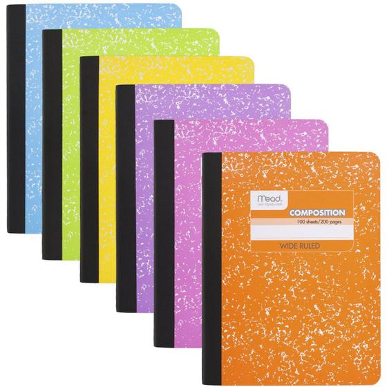 Imagem de Caderno Mead Wide Ruled - Pacote com 6 Cadernos de 100 Folhas