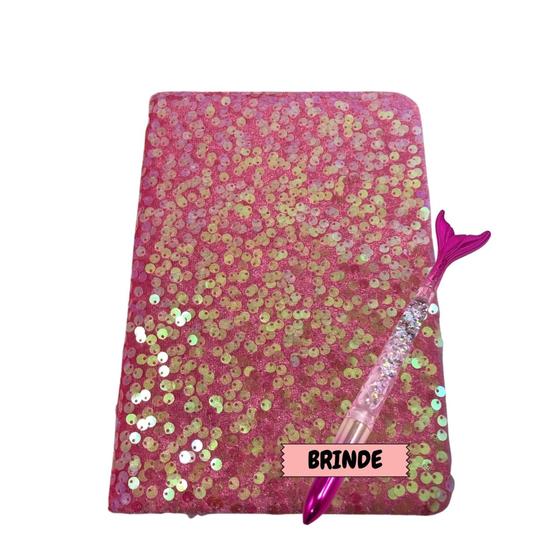 Imagem de Caderno Menina Sereia Brilhante com Caneta Glitter