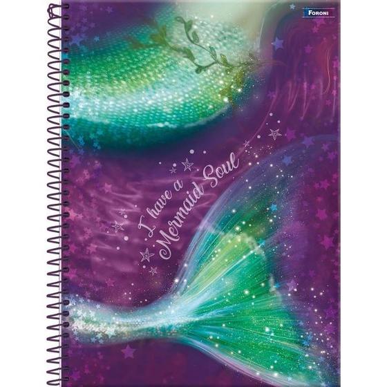 Imagem de Caderno Mermaid 10 Matérias 160 Folhas Colegial - Foroni