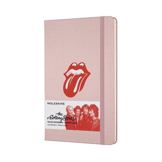 Imagem de Caderno moleskine-edição limitada-rolling stones-silk rosa-capa dura-pautado-grande