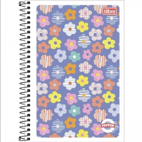 Caderno Pequeno 1/4 Espiral Capa Flexível Floral 80 Folhas Pepper ...