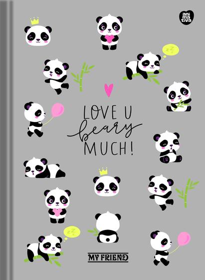 Imagem de Caderno (Pequeno) Brochura 1/4 Ursinho Panda My Friend Capa Dura 48 Folhas Costurado Animativa