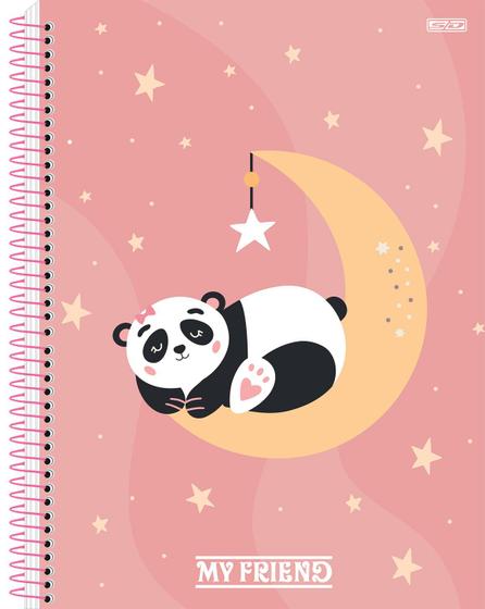 Imagem de Caderno Pequeno Espiral 1/4 Ursinho Panda My Friend 80 Folhas Capa Dura São Domingos