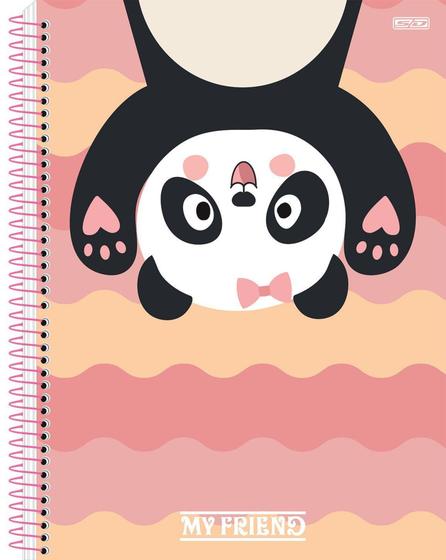 Imagem de Caderno Pequeno Espiral 1/4 Ursinho Panda My Friend 80 Folhas Capa Dura São Domingos