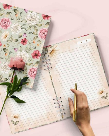 Imagem de Caderno Personalizado FLORAL 60 Folhas 15,5x21,5 Cm