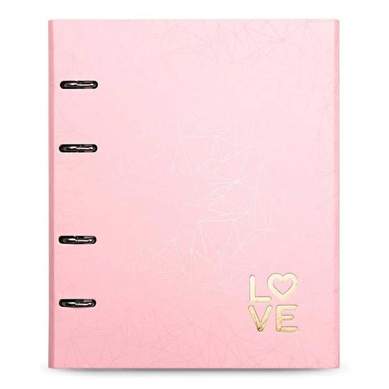 Imagem de Caderno Premium com Aba Argolado ótima Ultra Coleção Pink Stone Geometrico