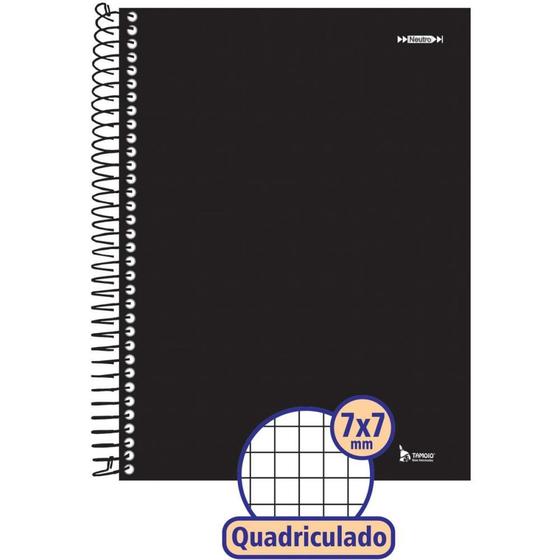 Imagem de Caderno Quadriculado Universitário 7X7MM 96 Folhas Espiral Preto - Pacote com 04 Unidades