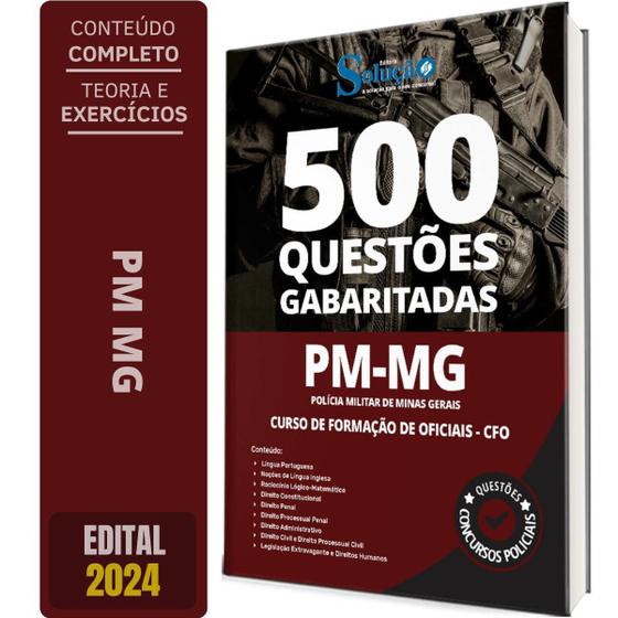 Imagem de Caderno Questões Pm Mg 2024 - Curso Formação Oficiais - Cfo