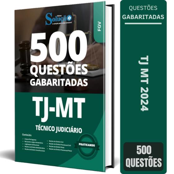 Imagem de Caderno Questões Tj Mt 2024 Técnico Judiciário 500 Questões