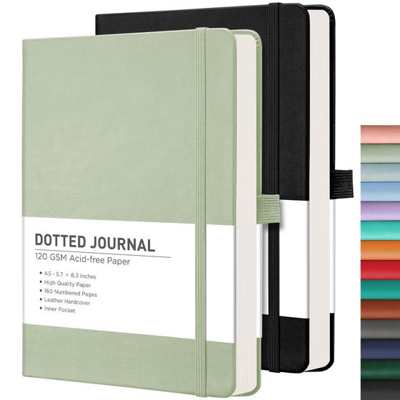 Imagem de Caderno RETTACY Bullet Journal A5 - Pacote com 2 Cadernos de 160 Páginas em Couro
