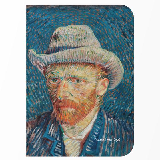 Imagem de Caderno sem Pauta A5 - Fábrica de Pôster - Capa Flexível 80 Páginas 20x14cm - Autorretrato de Chapéu Van Gogh