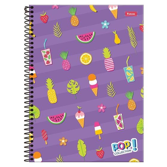 Imagem de Caderno Univ 1 Matéria 96Fls Pop Collection Frutas Foroni