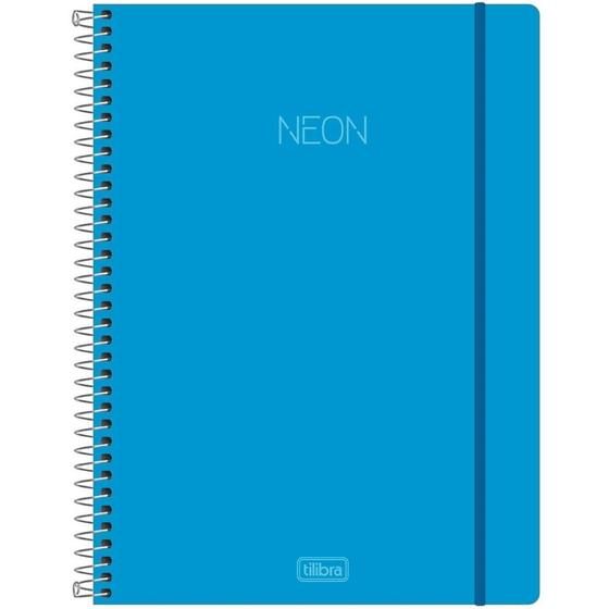 Imagem de Caderno Univ. 10 Mat. Capa Plástica Espiral Neon Azul Tilibra