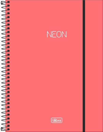 Imagem de Caderno Univ. 10 Mat. Capa Plástica Neon Coral Tilibra