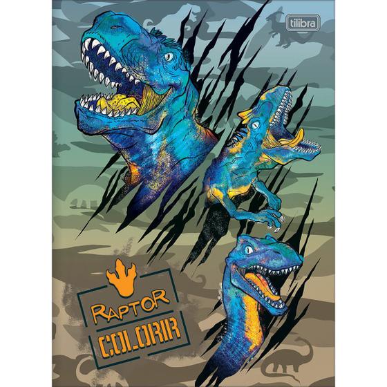 Imagem de Caderno Universitário 1 Matéria 80 Folhas Raptor Dinossauros - Tilibra