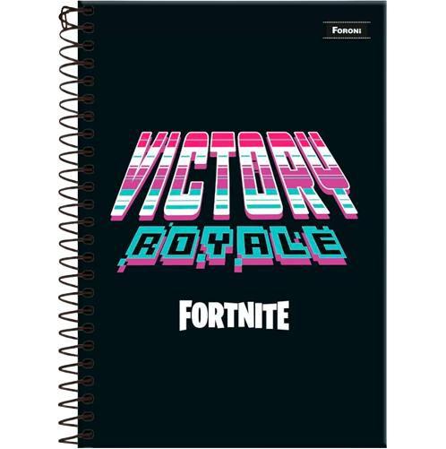 Imagem de Caderno Universitário 1 Matéria 96 fls Foroni Fortnite Preto