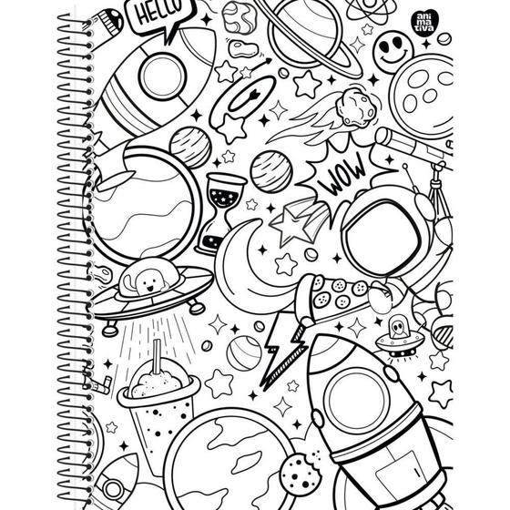 Imagem de Caderno Universitário 10X1 Capa Dura Color Quest 160 Folhas com Capa para Colorir Pacote com 4