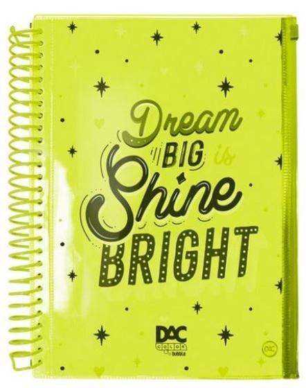 Caderno Universitário Amarelo DAC Color Bubble 10 Matérias com Malote Zip Menor preço em Caderno Universitário Amarelo DAC Color Bubble 10 Matérias com Malote Zip