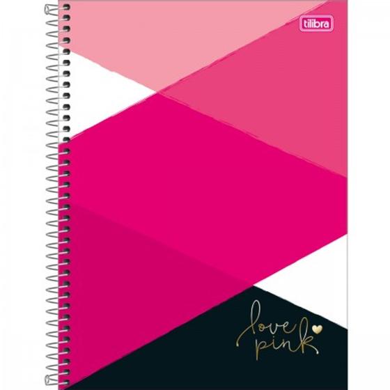 Caderno Universitário Capa Dura 10 Matérias 160 Folhas Love Pink Tilibra Caderno Escolar 9825