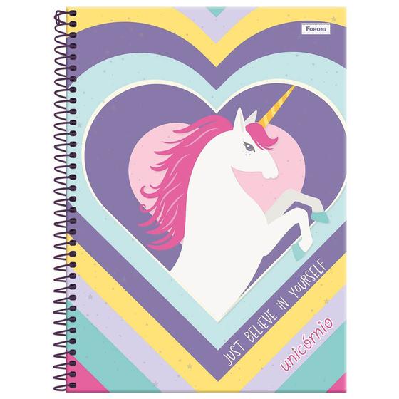 Imagem de Caderno Universitário Capa Dura Unicórnio 15 matérias Foroni