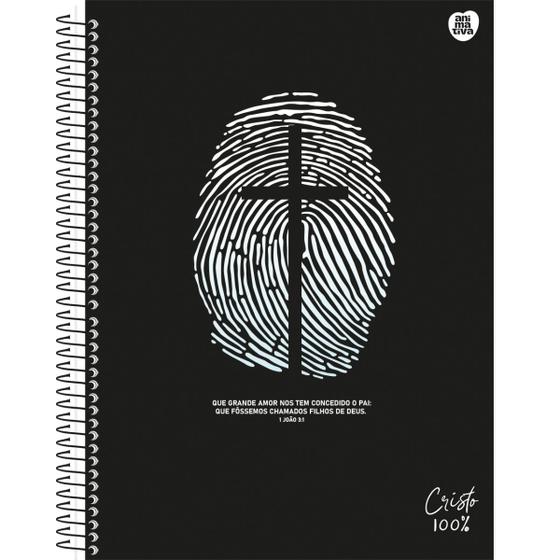 Imagem de Caderno Universitário Espiral 1 Matéria Cristo 100% Capa Dura 80 Folhas Animativa