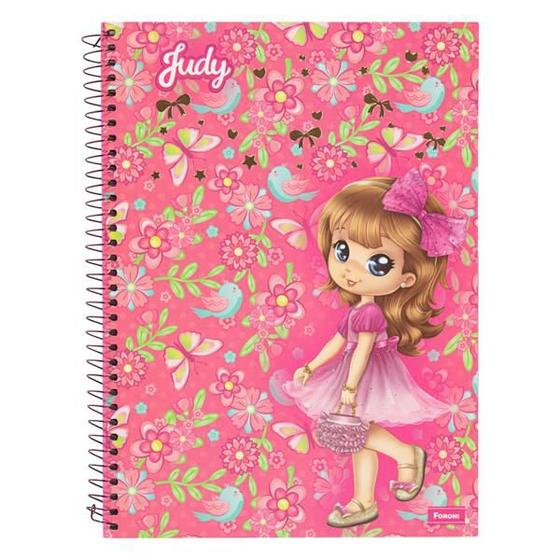 Imagem de Caderno Universitário Judy 10 Matérias Foroni Capa Dura Adesivo e Guarda Papéis