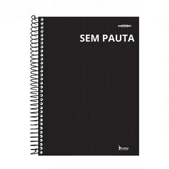 Imagem de Caderno universitário sem pauta 96F preto Capa dura Tamoio