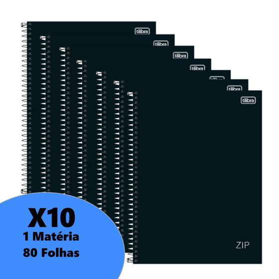 Imagem de Caderno Universitário TILIBRA Zip 1 Matéria 80 fls Kit 10 UN