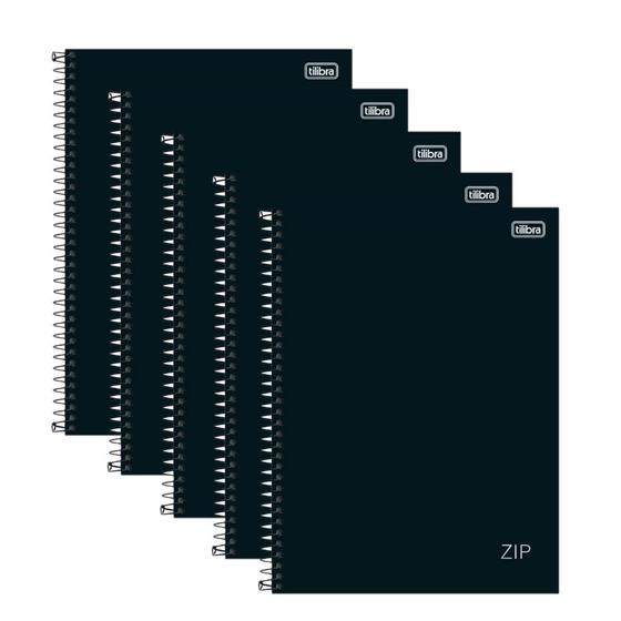 Imagem de Caderno Universitário TILIBRA Zip Cores 1 Matéria 80 Folhas Kit 5 un