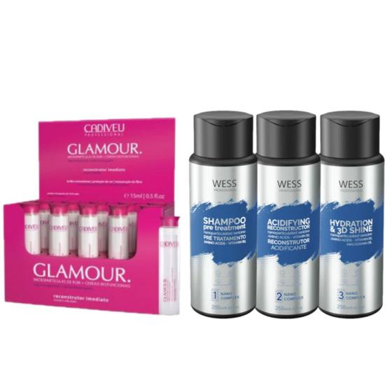 Imagem de Cadiveu Ampola Glamour 10x15ml + Wess Kit NanoSelagem250ml