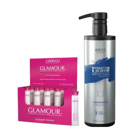 Imagem de Cadiveu Ampola Glamour 10x15ml + Wess Nano Passo 3 - 500ml
