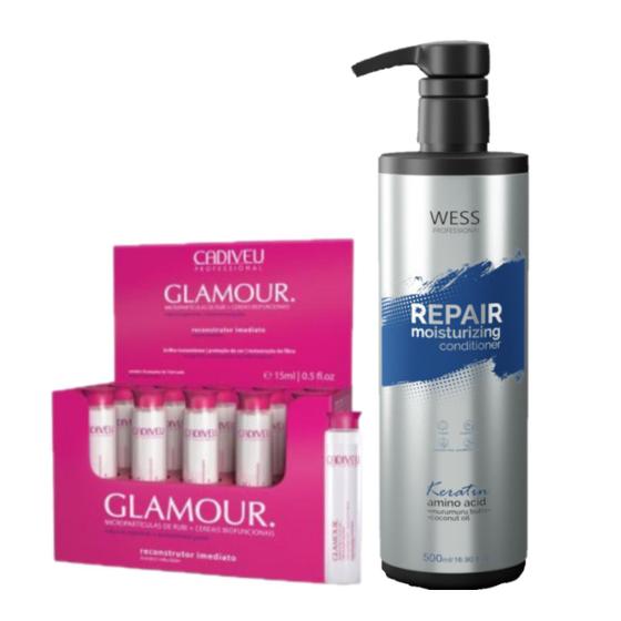 Imagem de Cadiveu Ampola Glamour 10x15ml + Wess Repair Cond. 500ml