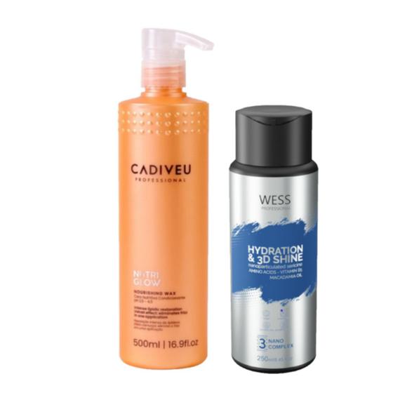 Imagem de Cadiveu Cera Nutri Glow 500ml + Wess Nano Passo 3 - 250ml