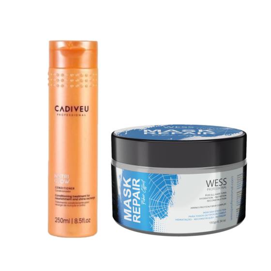 Imagem de Cadiveu Cond. Nutri Glow 250ml + Wess Mask Repair 180g