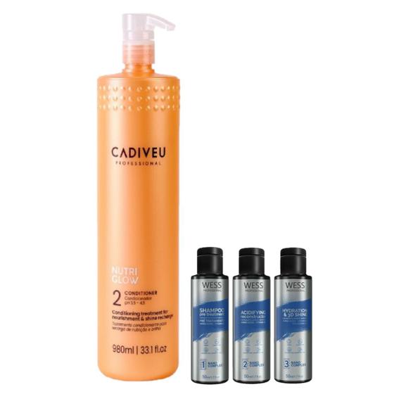 Imagem de Cadiveu Cond. Nutri Glow 980ml + Kit Wess Nano Selagem 50ml