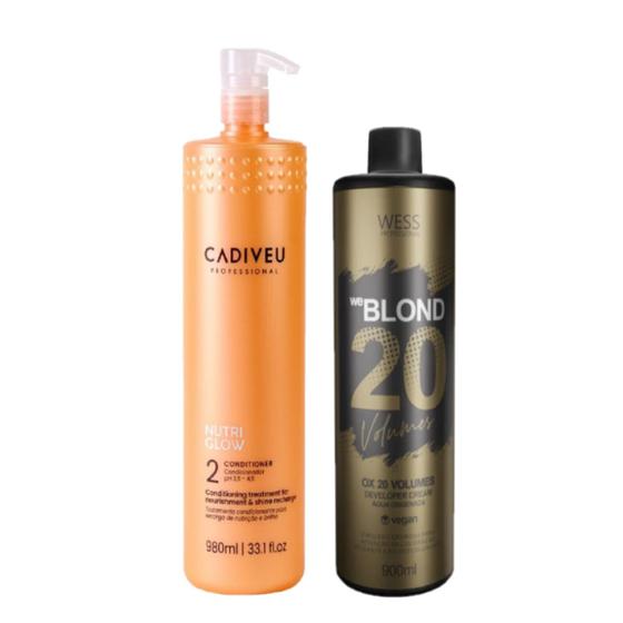 Imagem de Cadiveu Cond. Nutri Glow 980ml + Wess OX 20 Volumes 900ml