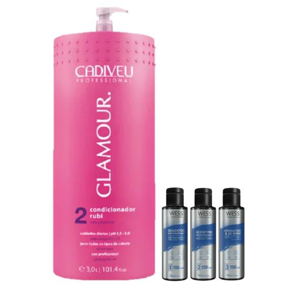 Imagem de Cadiveu Cond. Rubi Glamour 3L + Kit Wess Nano Selagem 50ml