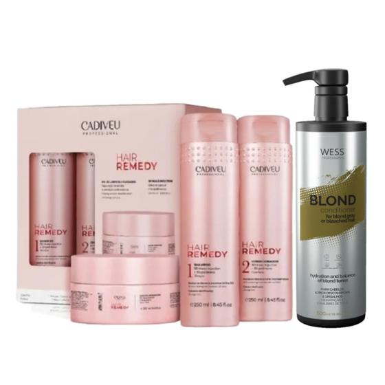 Imagem de Cadiveu Kit Hair Remedy 3 Prod. + Wess Blond Cond. 500ml