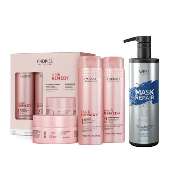 Imagem de Cadiveu Kit Hair Remedy 3 Prod. + Wess Mask Repair 500ml