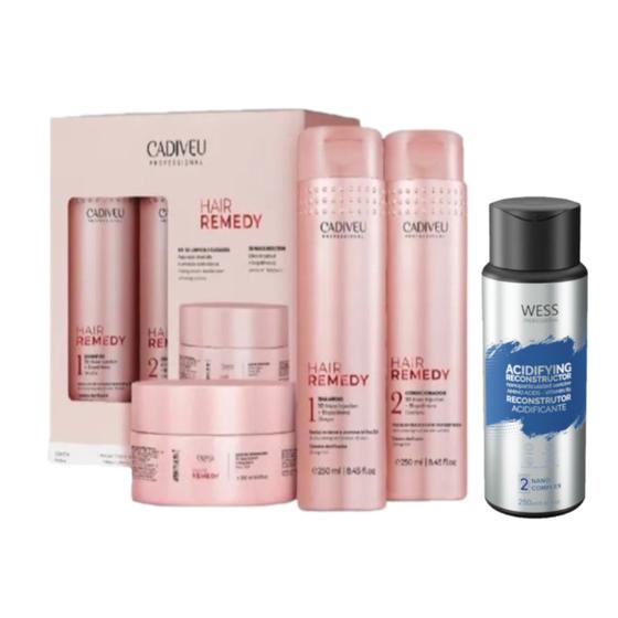 Imagem de Cadiveu Kit Hair Remedy 3 Prod. + Wess Nano Passo 2 - 250ml