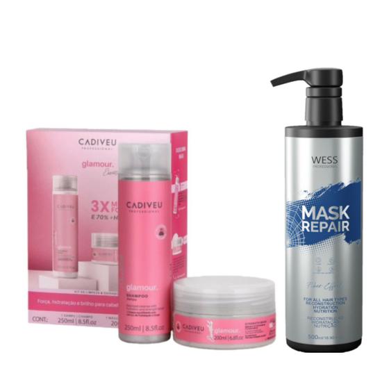 Imagem de Cadiveu Kit  Home Care Glamour + Wess Mask Repair 500ml