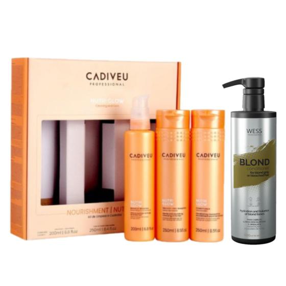 Imagem de Cadiveu Kit Home Care Nutri Glow + Wess Blond Cond. 500ml