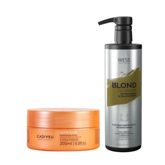 Imagem de Cadiveu Máscara Nutri Glow 200ml + Wess Blond Cond. 500ml