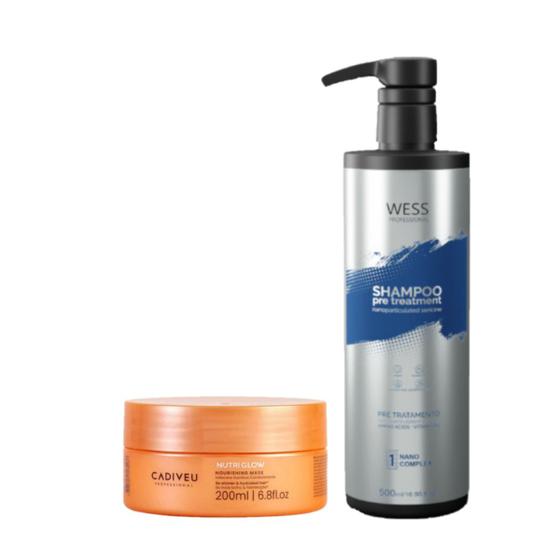 Imagem de Cadiveu Máscara Nutri Glow 200ml + Wess Nano Passo 1 - 500ml