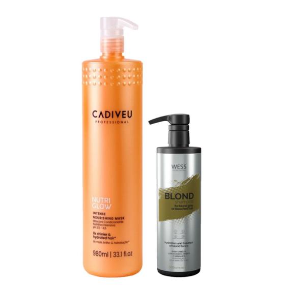 Imagem de Cadiveu Máscara Nutri Glow 980ml + Wess Blond Shampoo 500ml