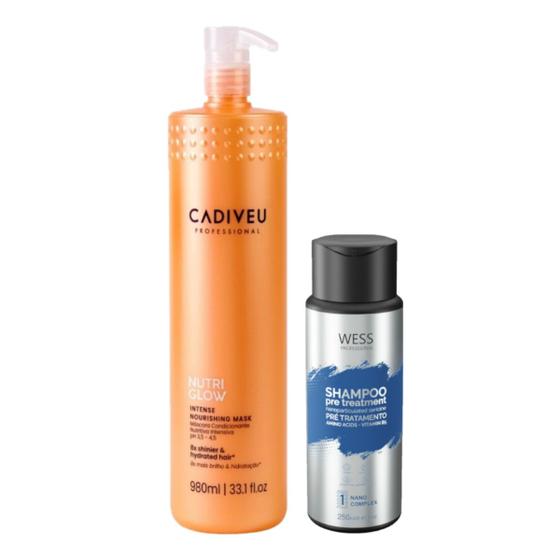 Imagem de Cadiveu Máscara Nutri Glow 980ml + Wess Nano Passo 1 - 250ml
