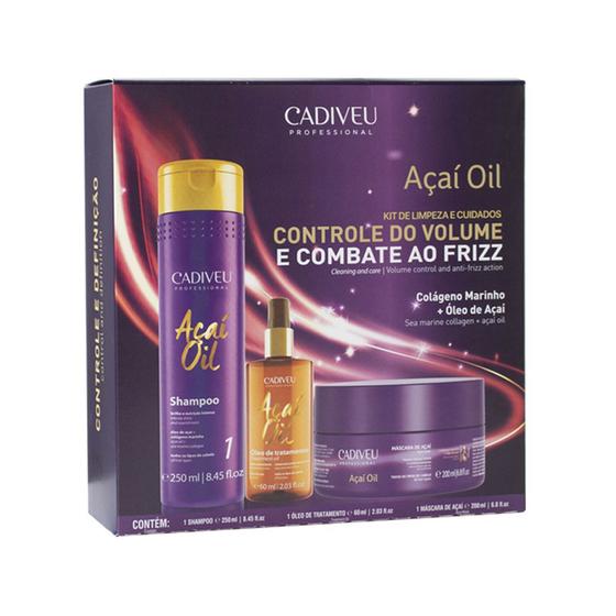 Imagem de Cadiveu Professional Acai Oil Kit Home Care de Limpeza E Cuidados (shampoo 250ml + Mascara 200ml + O